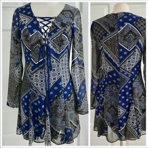 Paisley Crisscross Front Dress